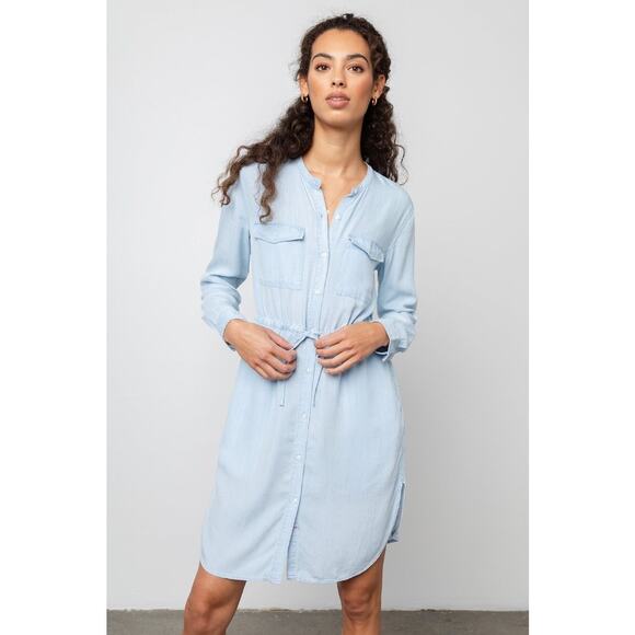 RAILS Arabella Dress Light Vintage Blue Lyocell Size XS Long Sleeve Button Front - Picture 1 of 16